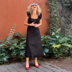 Adele Black Poplin -Silk Haven Shop ADELE COTTON BLACK 1080X1080