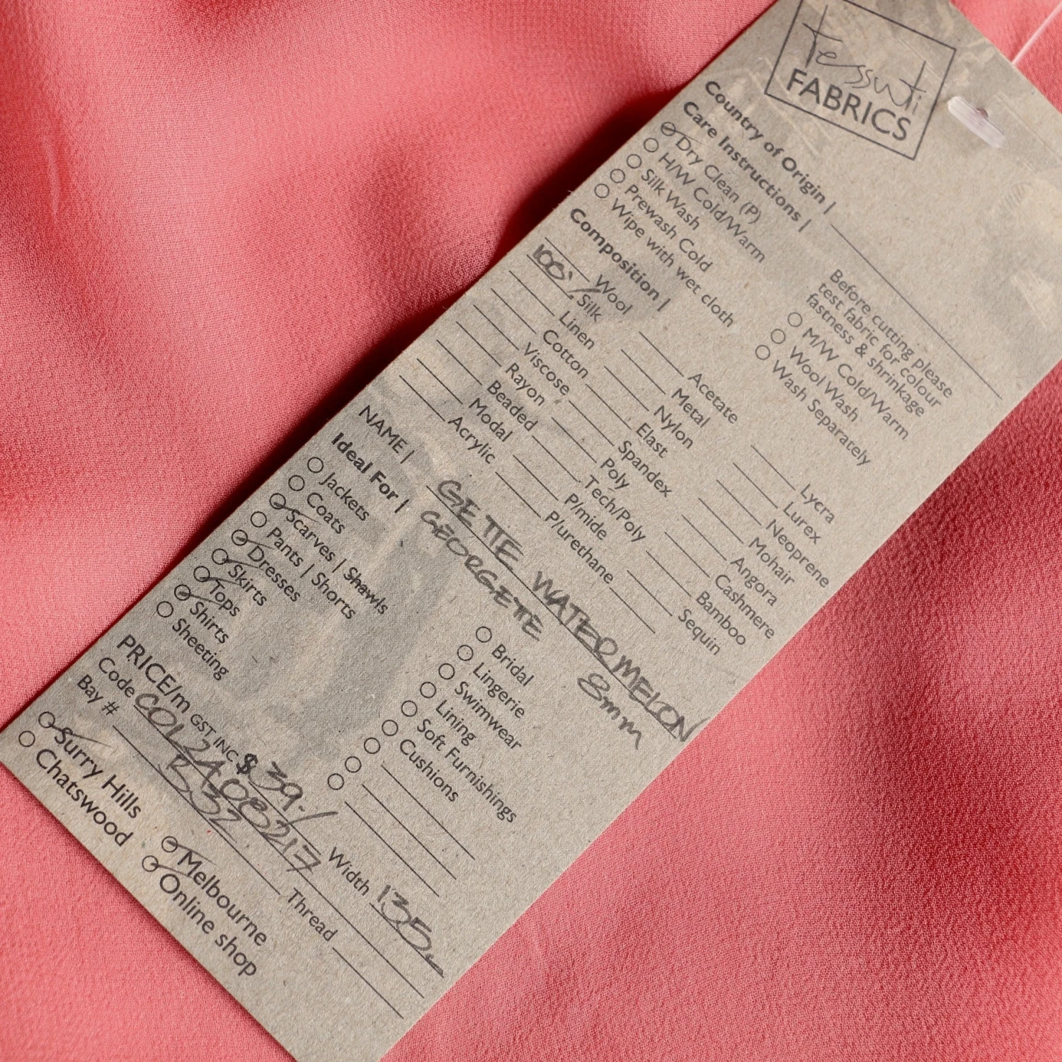 Gette Watermelon Silk Georgette 5 Gette Watermelon Silk Georgette - Image 3