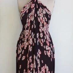 Plisse Cherry Blossom - Aubergine/Coral Georgette 14 Plisse Cherry Blossom - Aubergine/Coral Georgette -Silk Haven Shop IMG 2289