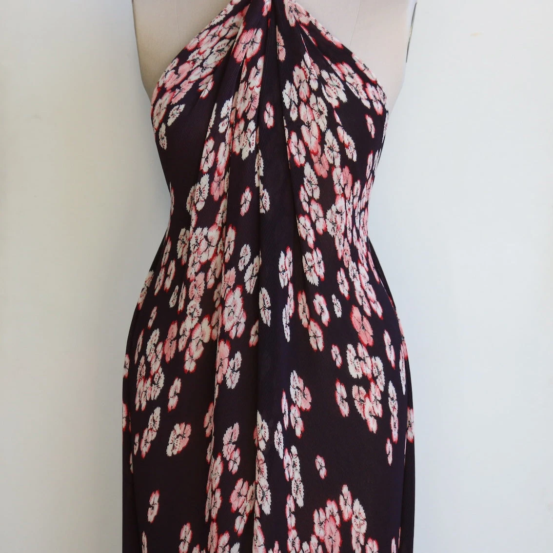 Plisse Cherry Blossom - Aubergine/Coral Georgette 8 Plisse Cherry Blossom - Aubergine/Coral Georgette - Image 6