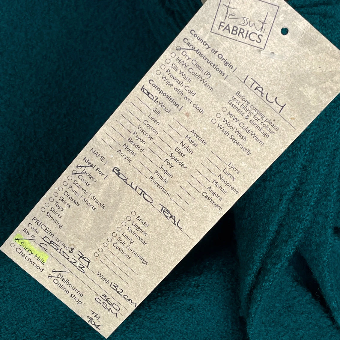 Bollito Teal - Boiled Wool 6 Bollito Teal - Boiled Wool - Image 4