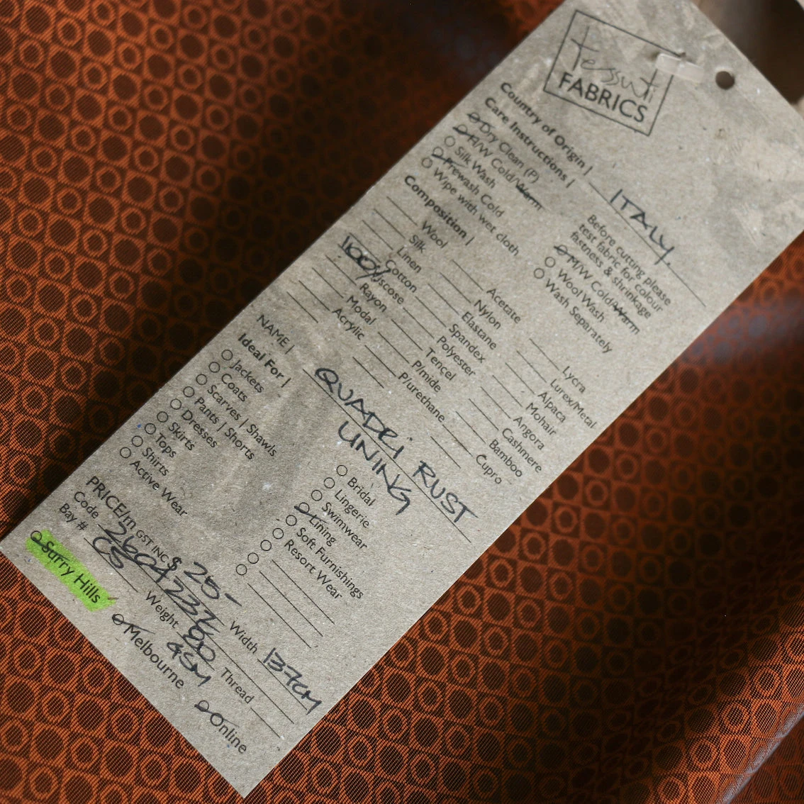 Quadri Rust - Fancy Lining 5 Quadri Rust - Fancy Lining - Image 3