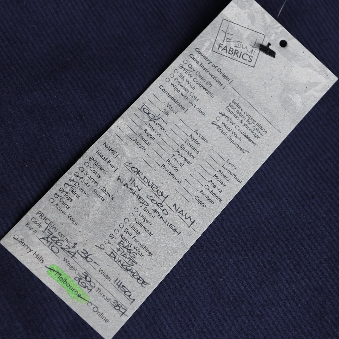 Corduroy Navy - 11 Wale 5 Corduroy Navy - 11 Wale - Image 3