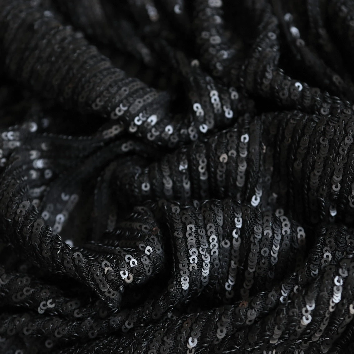 Luna Matte Black Sequinned Stretch Mesh 4 Luna Matte Black Sequinned Stretch Mesh - Image 2