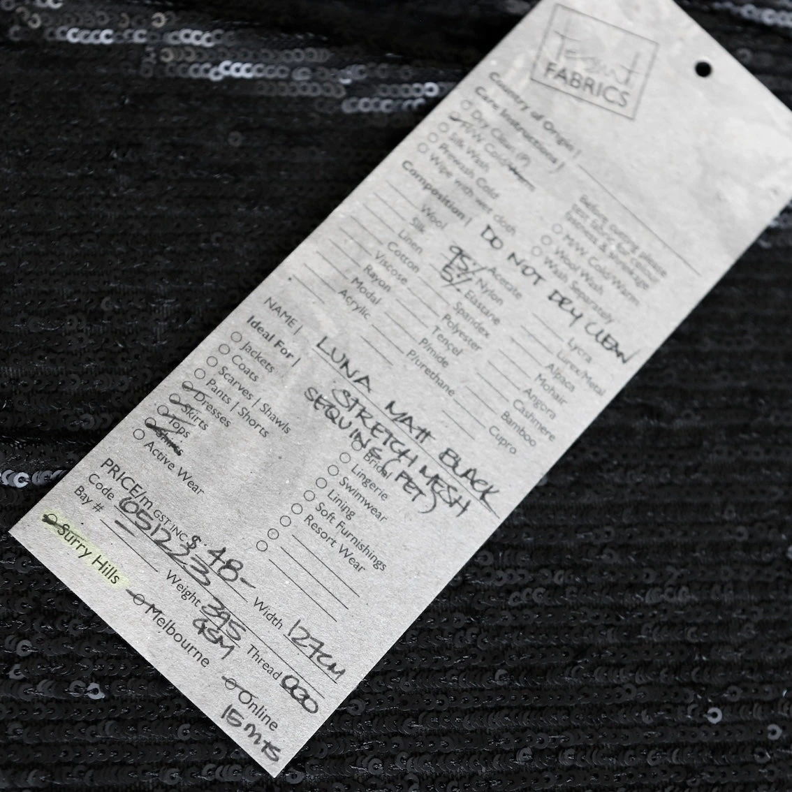 Luna Matte Black Sequinned Stretch Mesh 5 Luna Matte Black Sequinned Stretch Mesh - Image 3