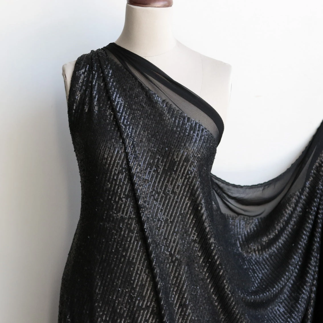 Luna Matte Black Sequinned Stretch Mesh 6 Luna Matte Black Sequinned Stretch Mesh - Image 4