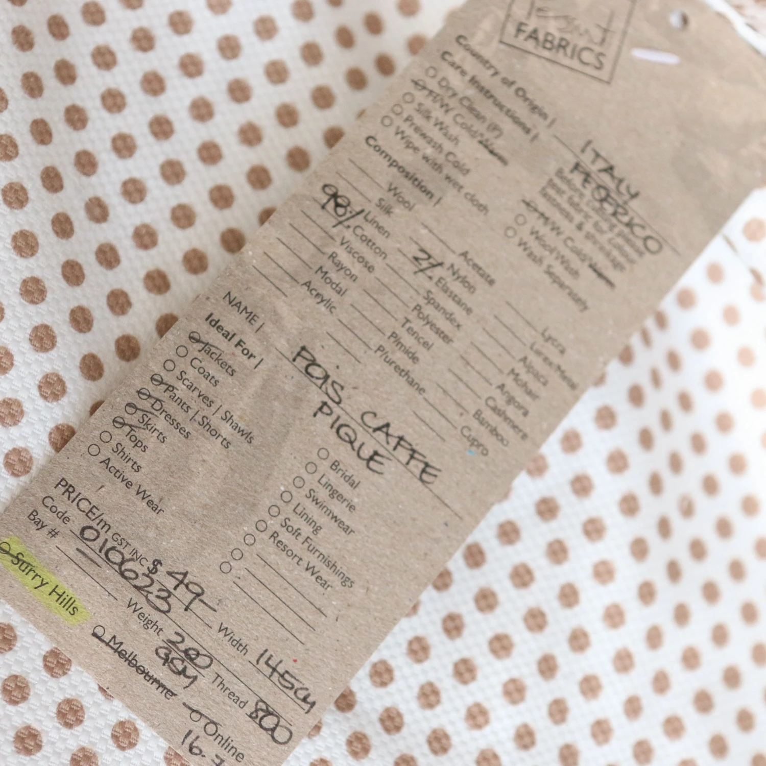 Pois Caffe Cotton Pique 5 Pois Caffe Cotton Pique - Image 3