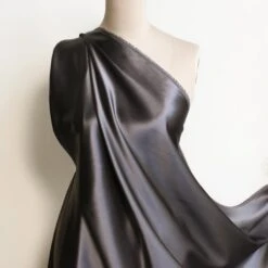 Charcoal Silk Satin - 22mm -Silk Haven Shop IMG 6681 2