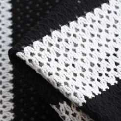 Black Cut White Embroidered Tulle