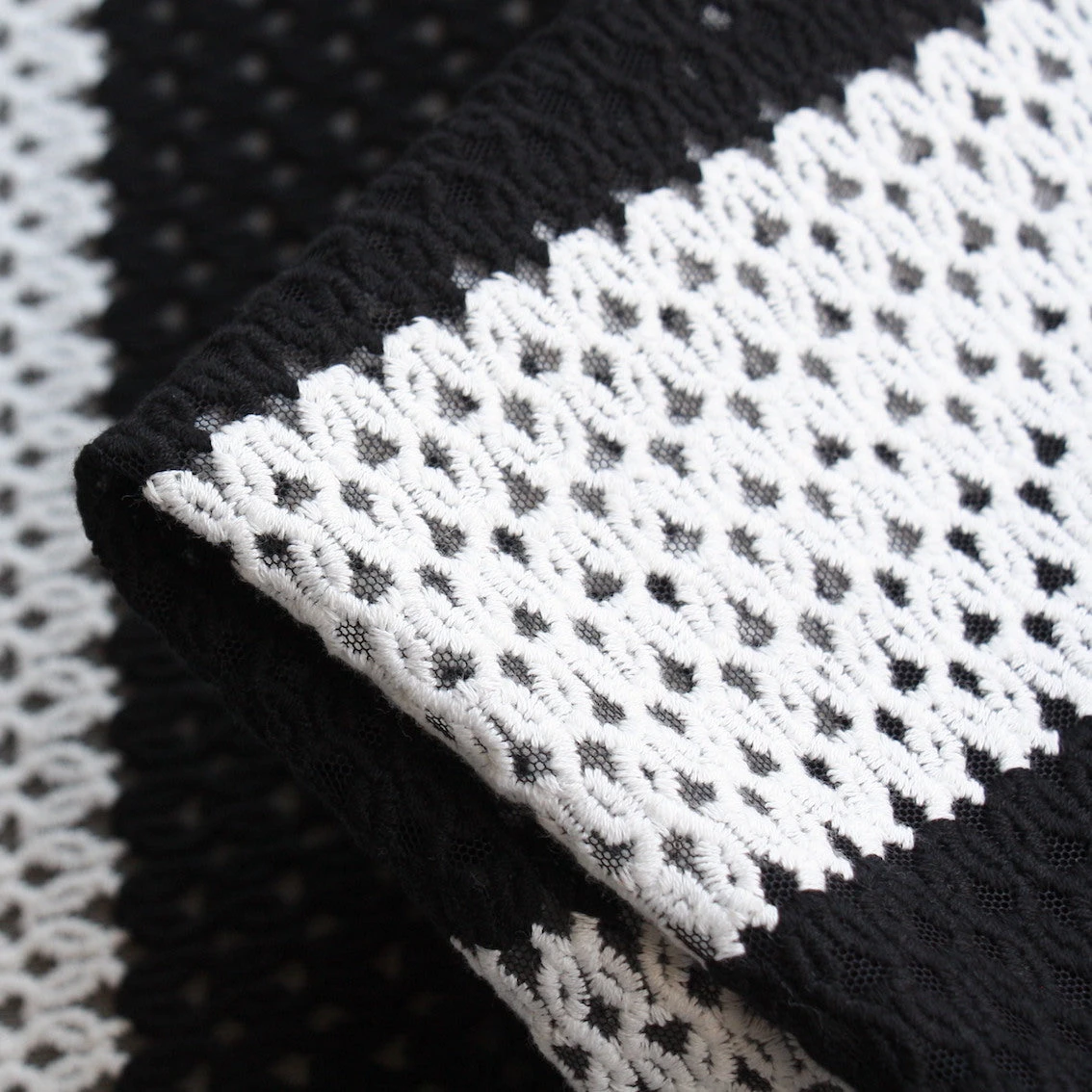 Black Cut White Embroidered Tulle 3 Black Cut White Embroidered Tulle