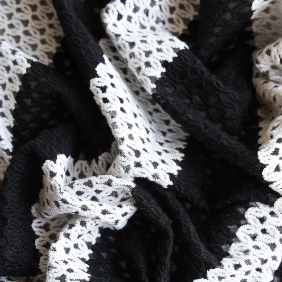 Black Cut White Embroidered Tulle 4 Black Cut White Embroidered Tulle - Image 2