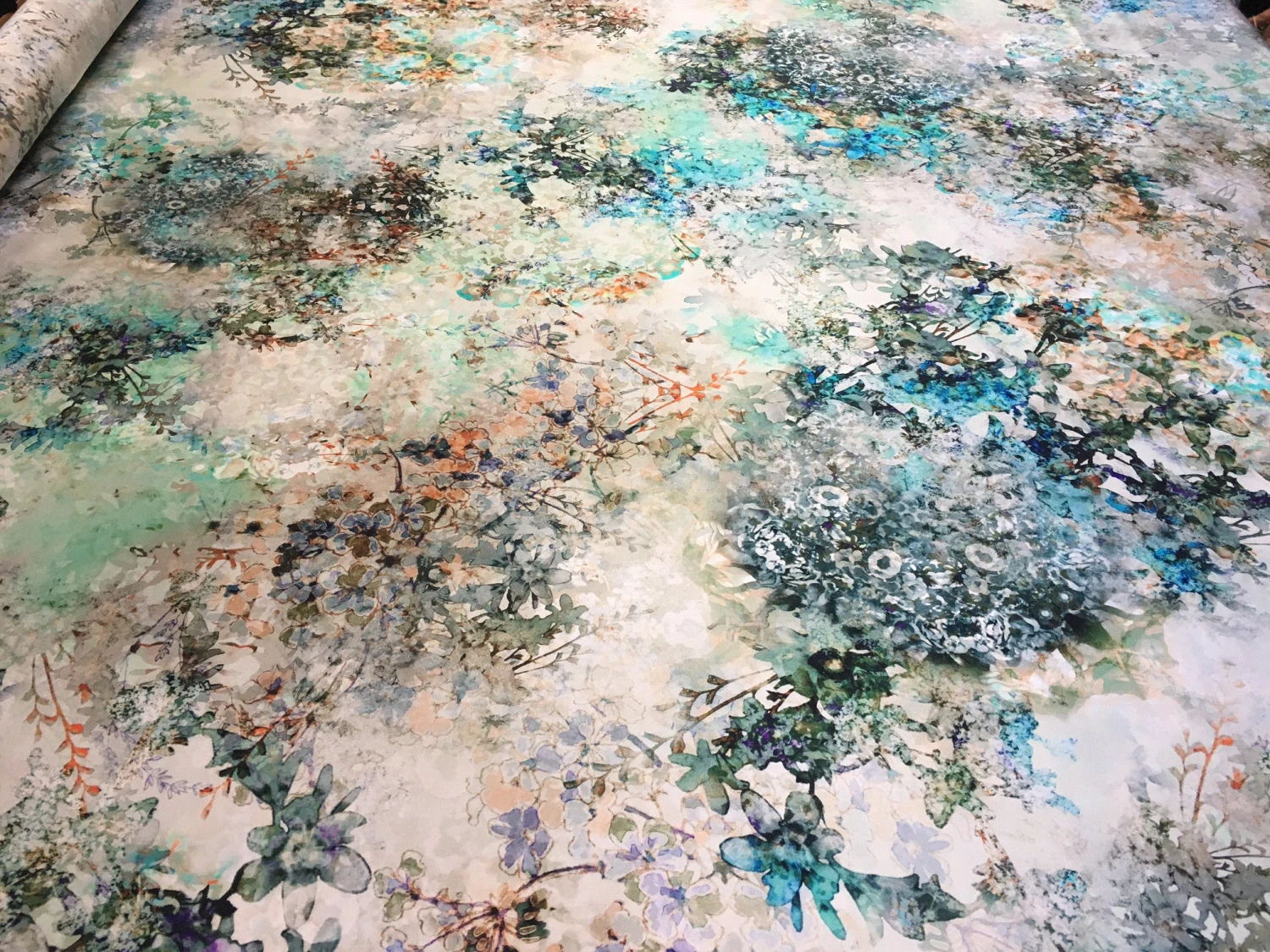 Jardin Teal Satin Silk 4 Jardin Teal Satin Silk - Image 2