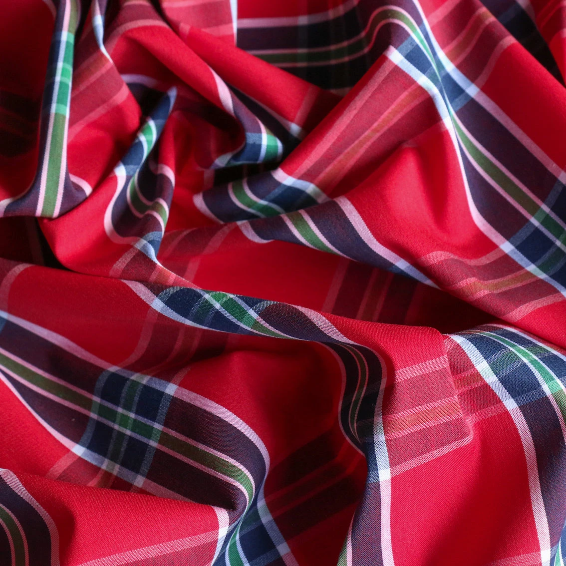 Stella Check Red/Navy Stretch Cotton Shirting 4 Stella Check Red/Navy Stretch Cotton Shirting - Image 2