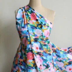 Aqua Brushstrokes Cotton Voile -Silk Haven Shop IMG 9009 2 c852556f b898 4a2a bf33 5c442789e876