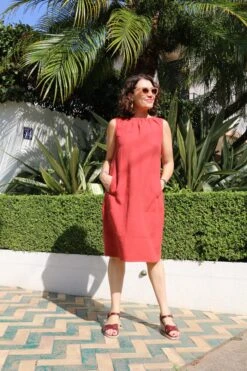 Bedford Cayenne Washed Linen -Silk Haven Shop Rae Dress View A