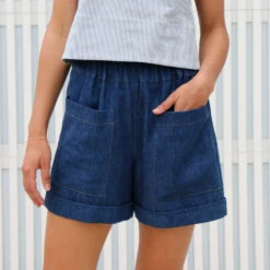 Indigo Washed Organic Denim -Silk Haven Shop Sonia Shorts 1 Tiph 0004 SONIA SHORTS
